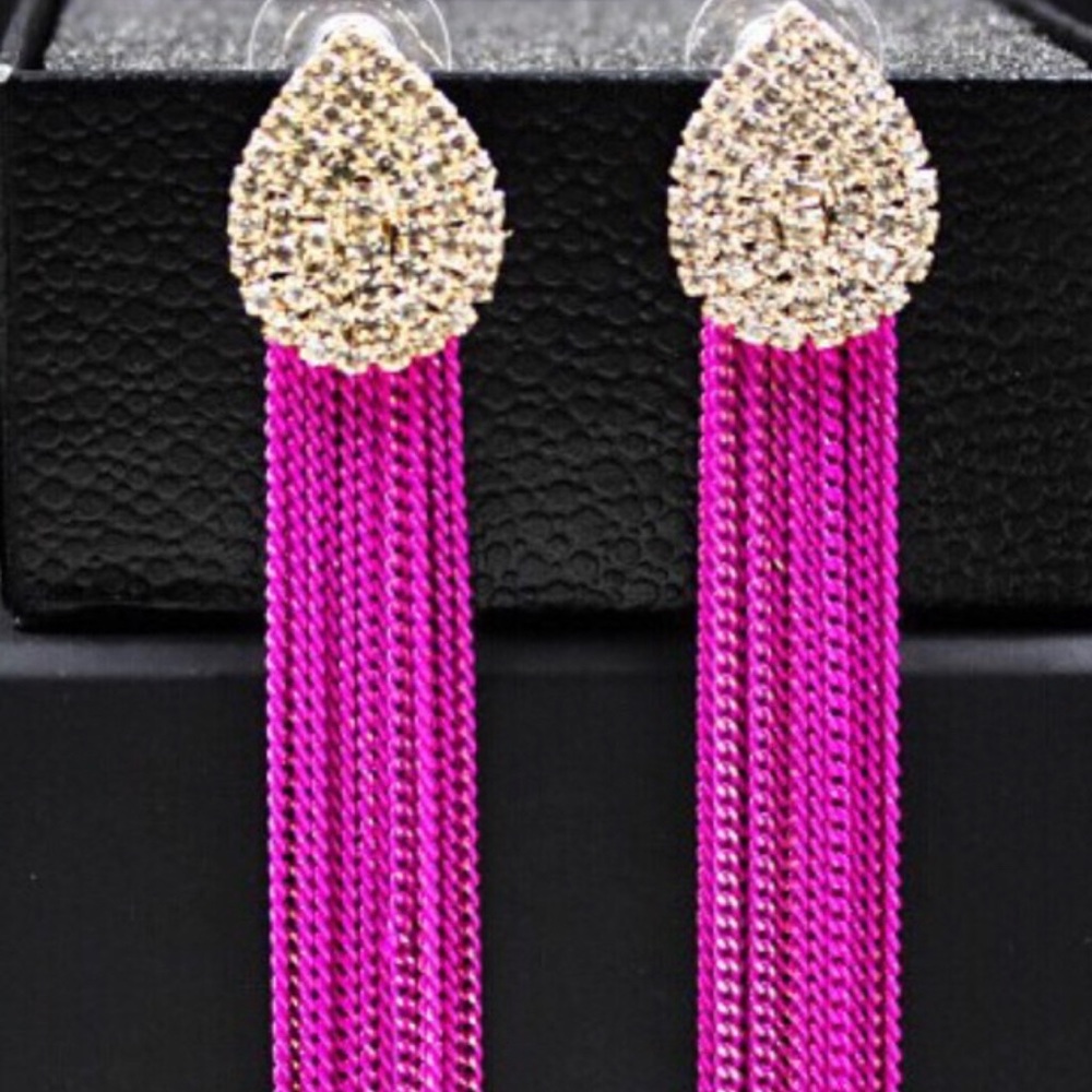 Pink tassel earring